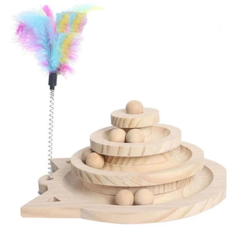 Wooden Cat Toy Tower