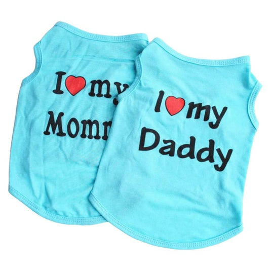 Casual Cat Vest Shirt - I Love Mommy & Daddy