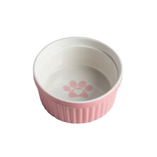 Ceramic Dog Feeding Bowl with Paw Heart