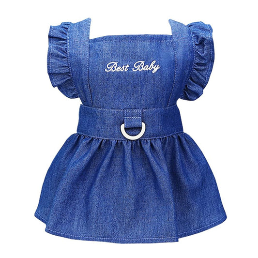 Chic Denim Pup Dress with Charming Ruffle Accents