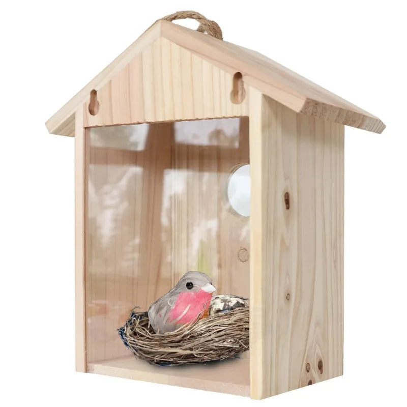 Wooden Window Birdhouse View