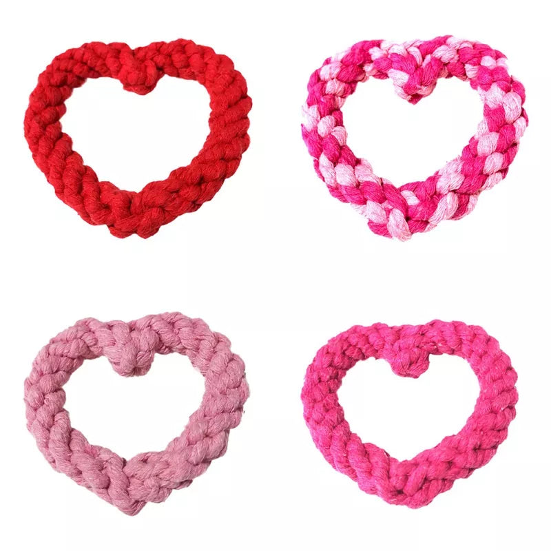 Cotton Rope Dog Toy Heart Design