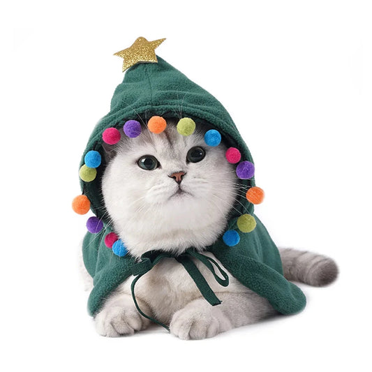 Festive Cat Christmas Cloak - Christmas Tree