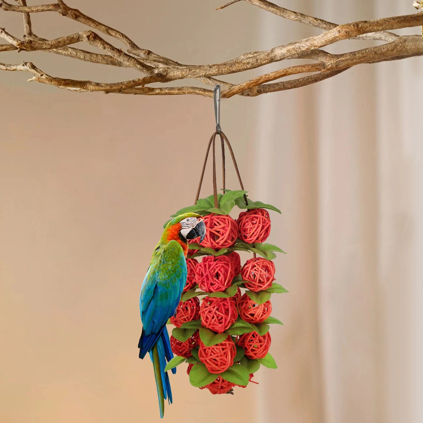 Rattan Ball Parrot Decor