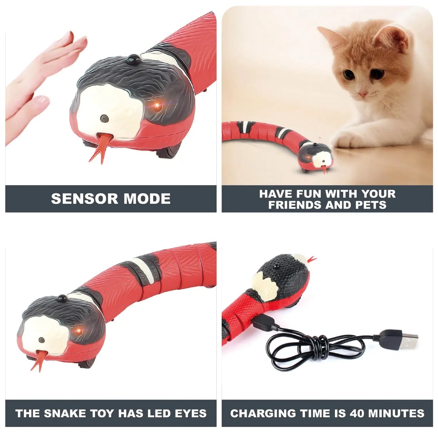 Realistic Snake Cat Toy - USB Charging