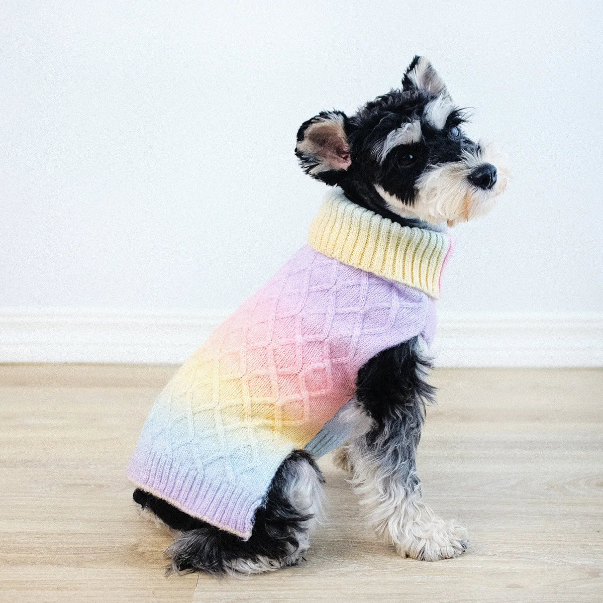 Pastel Patchwork Dog Sweater - Cozy Knitwear for Chilly Days