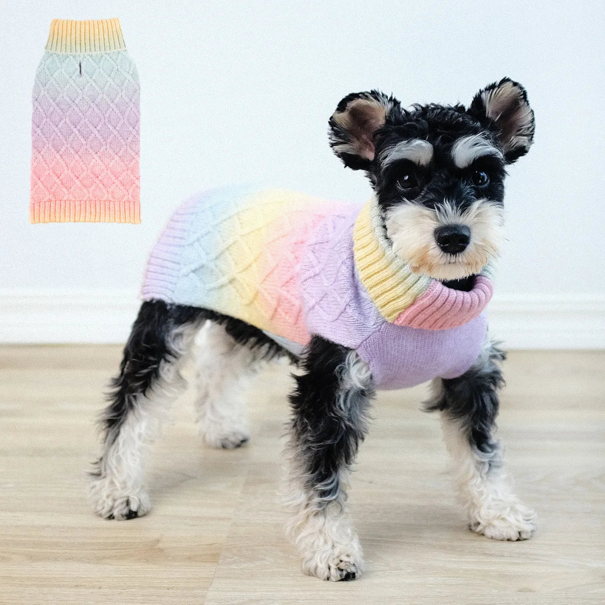 Pastel Patchwork Dog Sweater - Cozy Knitwear for Chilly Days