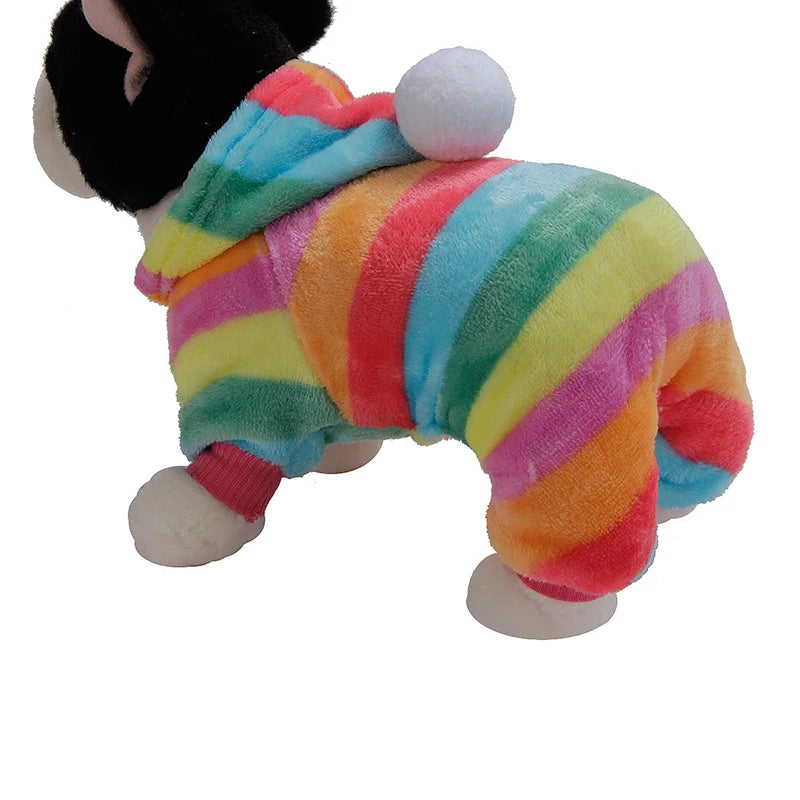 Colorful Dog Pajama with Pom-Pom