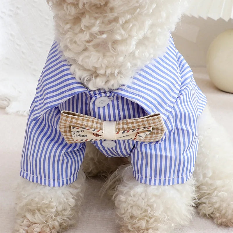 Dapper Dog Striped Shirt: Bowtie Elegance