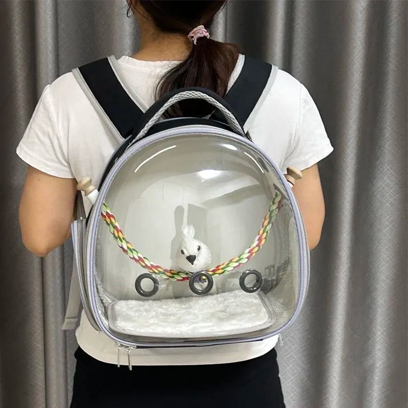 Portable Bird Travel Backpack with Viewing Dome