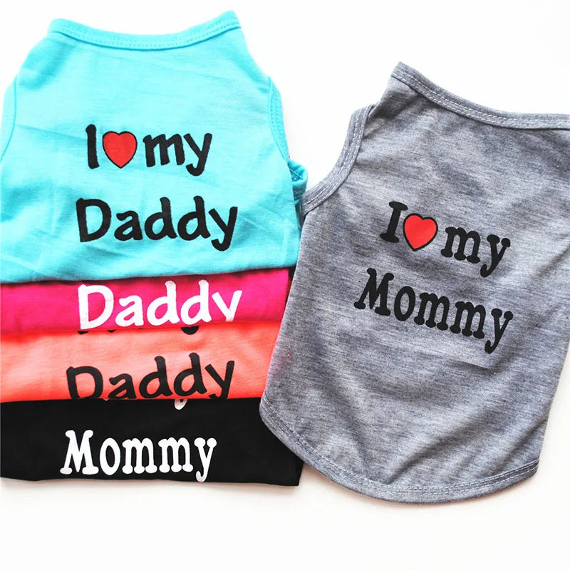 Casual Cat Vest Shirt - I Love Mommy & Daddy