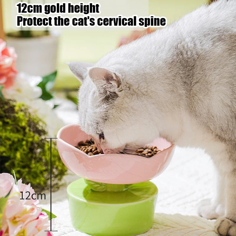 Floral Ceramic Cat Bowl