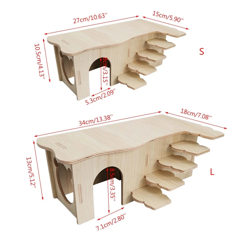 Natural Wood Hamster Playground with Staircase