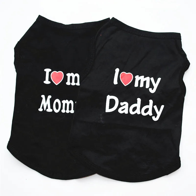 Casual Cat Vest Shirt - I Love Mommy & Daddy