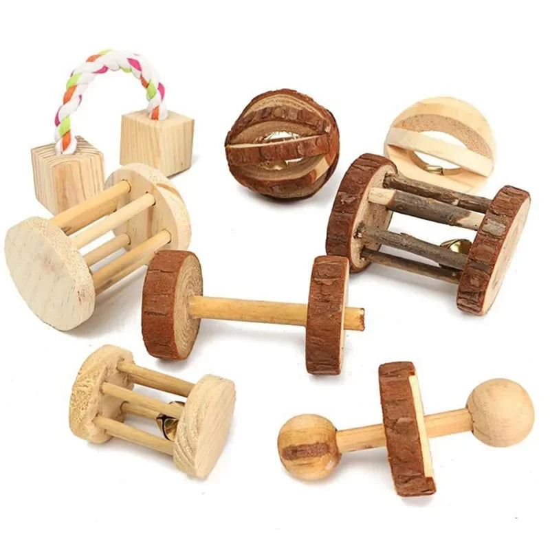 Wooden Hamster Play Dumbbell