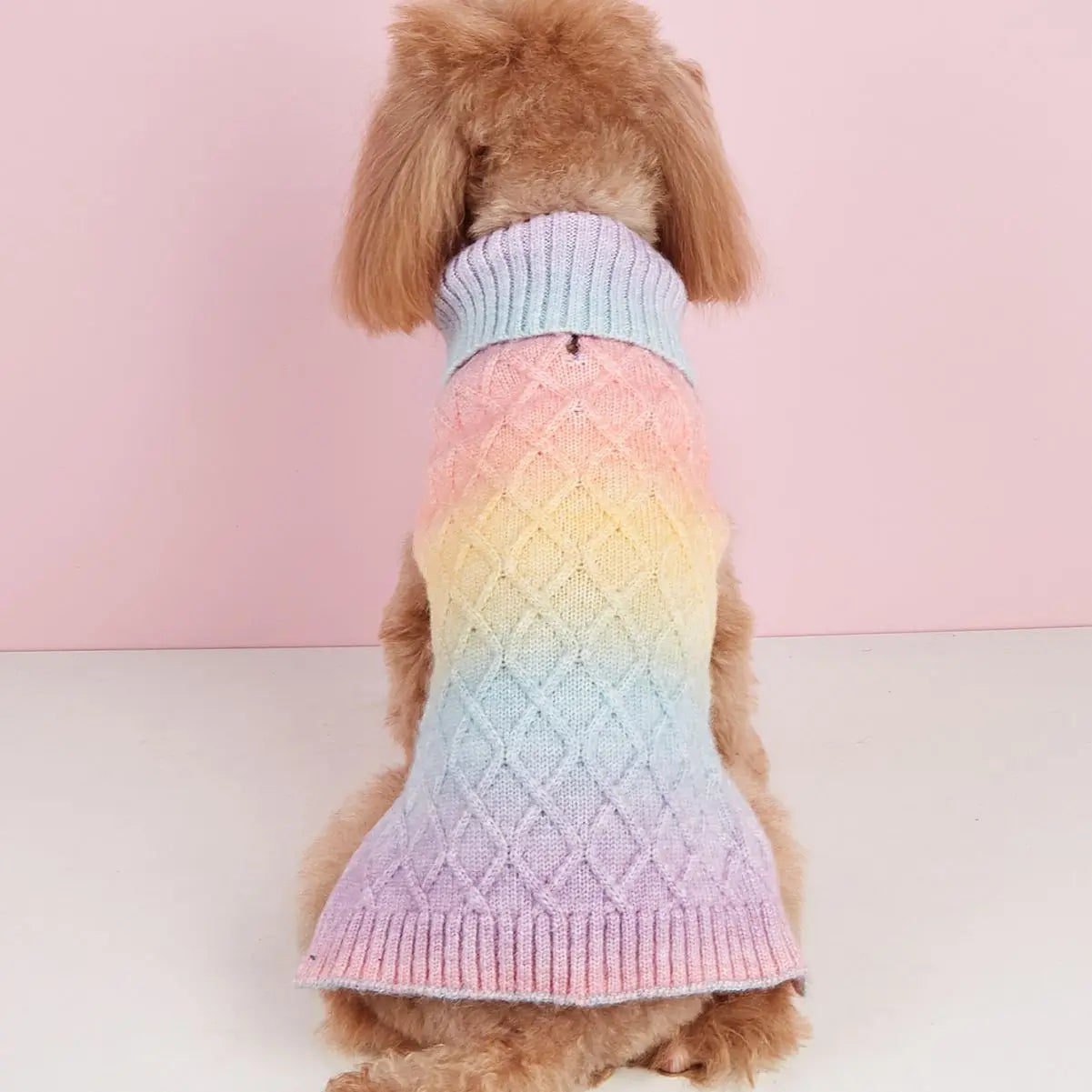 Pastel Patchwork Dog Sweater - Cozy Knitwear for Chilly Days