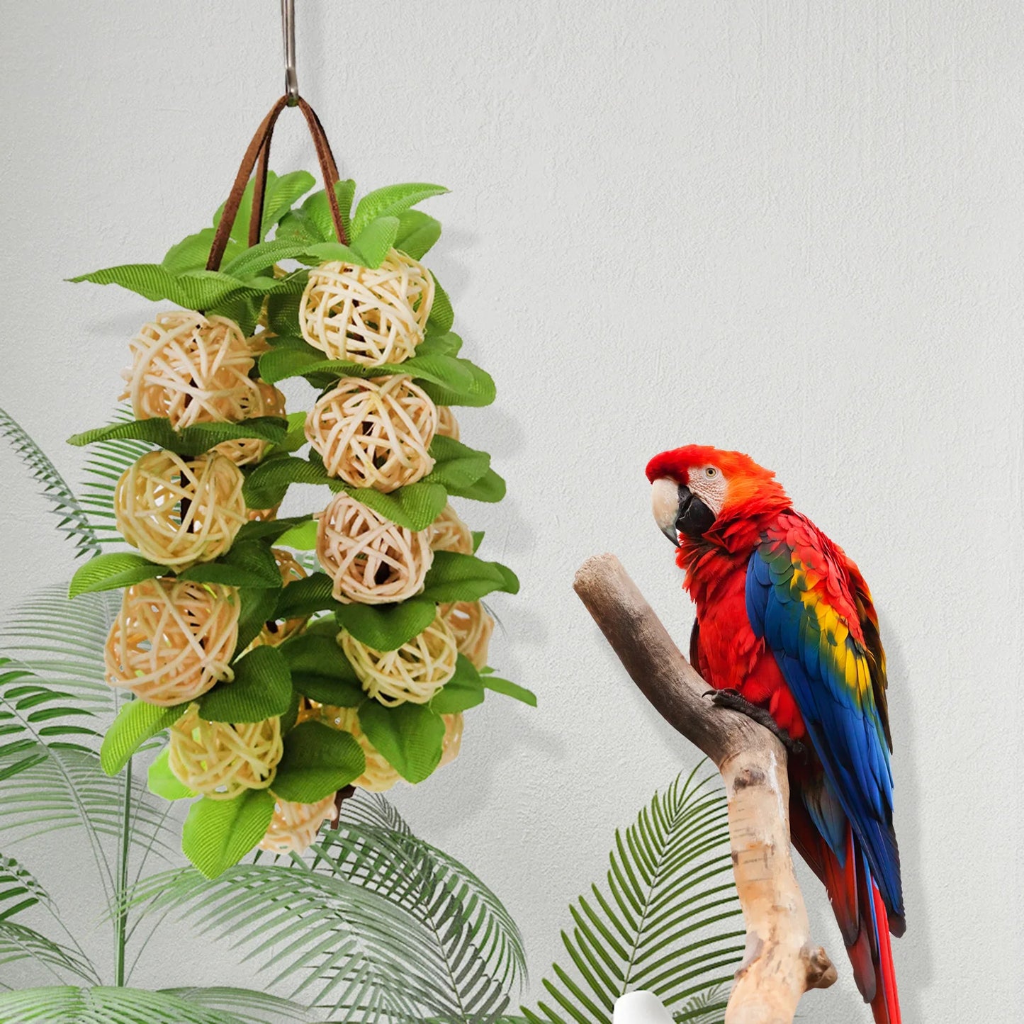 Rattan Ball Parrot Decor