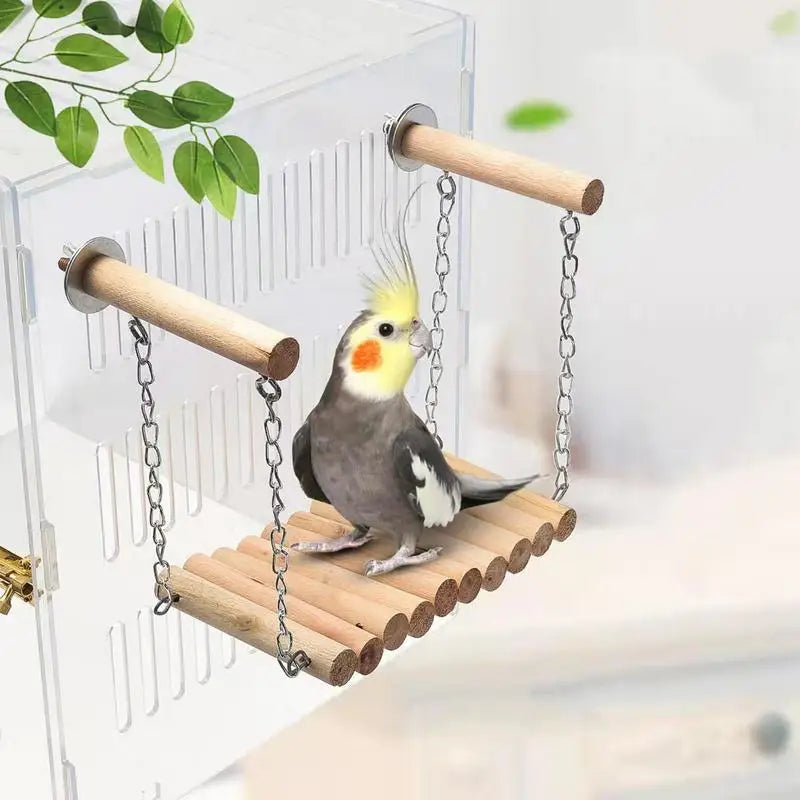 Wooden Hanging Bird Swing