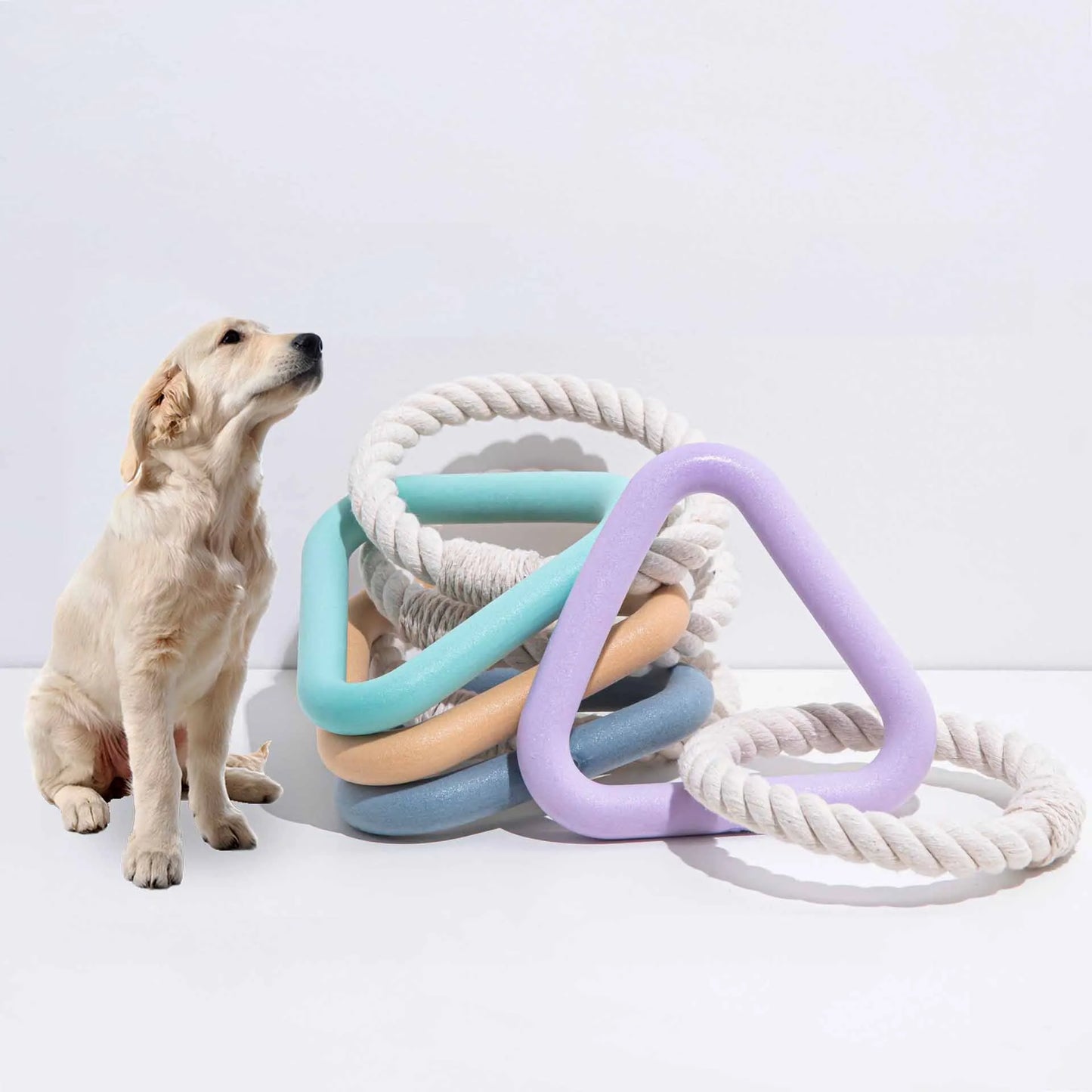 Triangle Rubber Dog Toy Cotton Rope