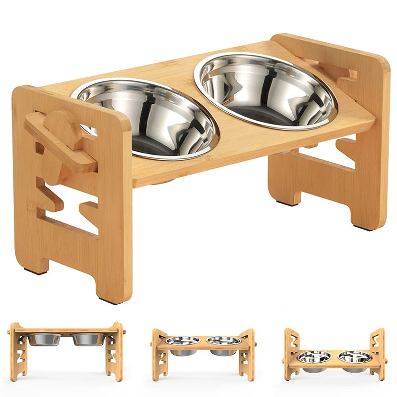 Adjustable Wooden Dog Bowl