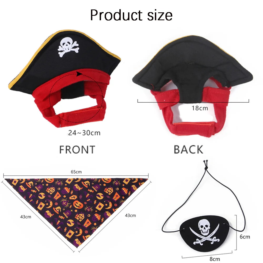 Complete Cat Pirate Set -  Pirate Hat, Bandana and Eye Patch