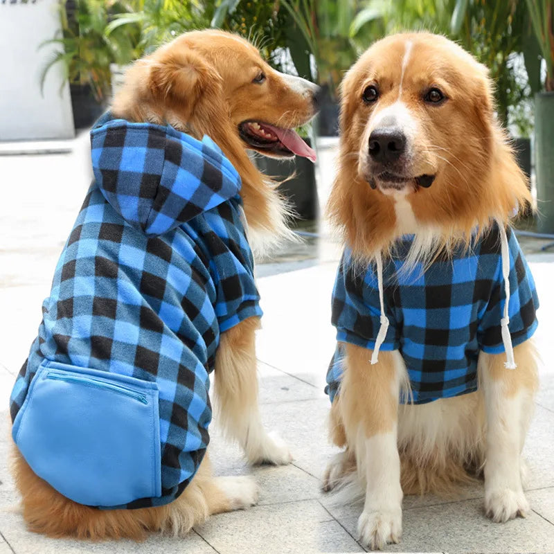 Plaid Canine Comfort Hoodie: Trendy and Toasty