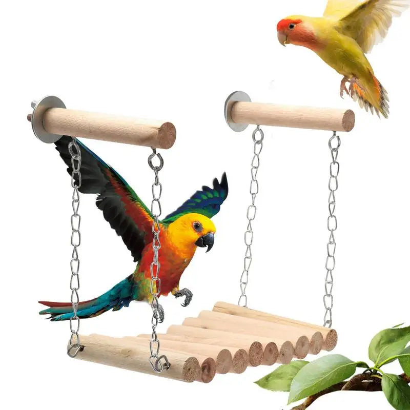 Wooden Hanging Bird Swing