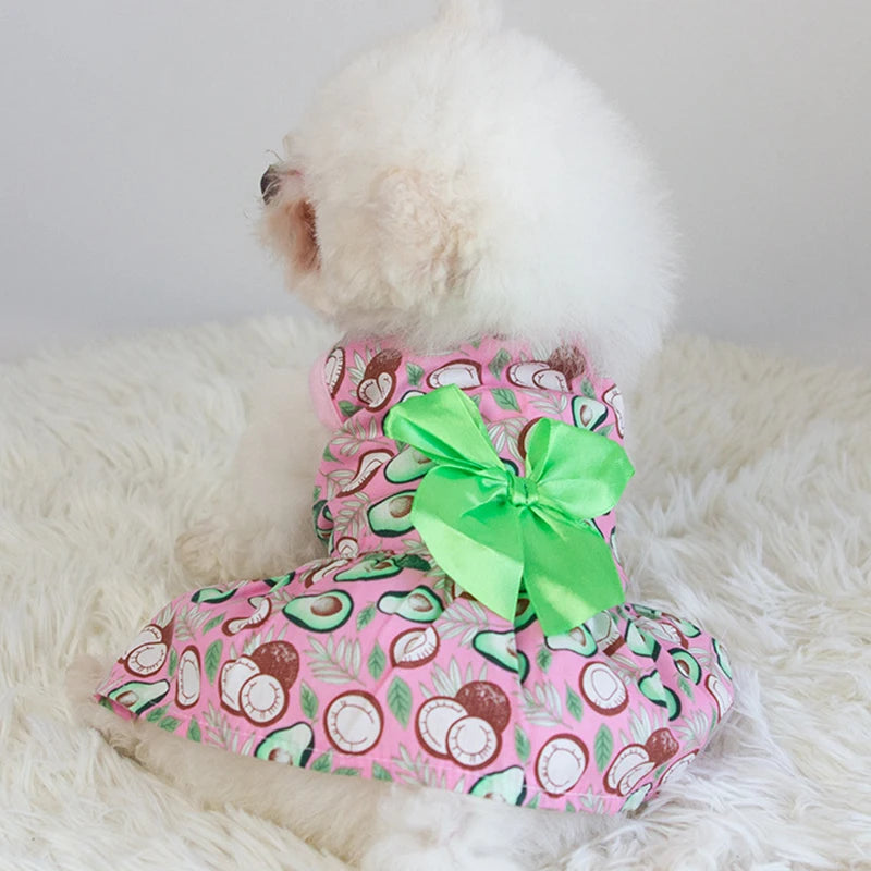 Floral Dog Dress with Pink Bow: Perfect Spring Outfit for Your Pet