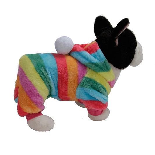 Colorful Dog Pajama with Pom-Pom