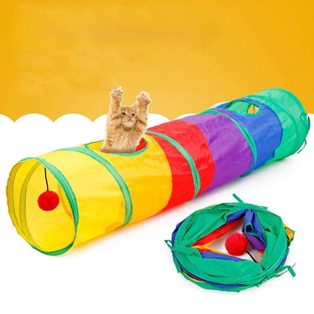 Colorful Cat Play Tunnel