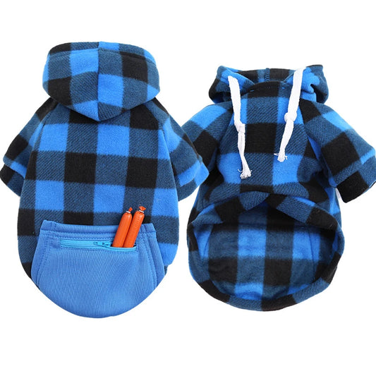 Plaid Canine Comfort Hoodie: Trendy and Toasty