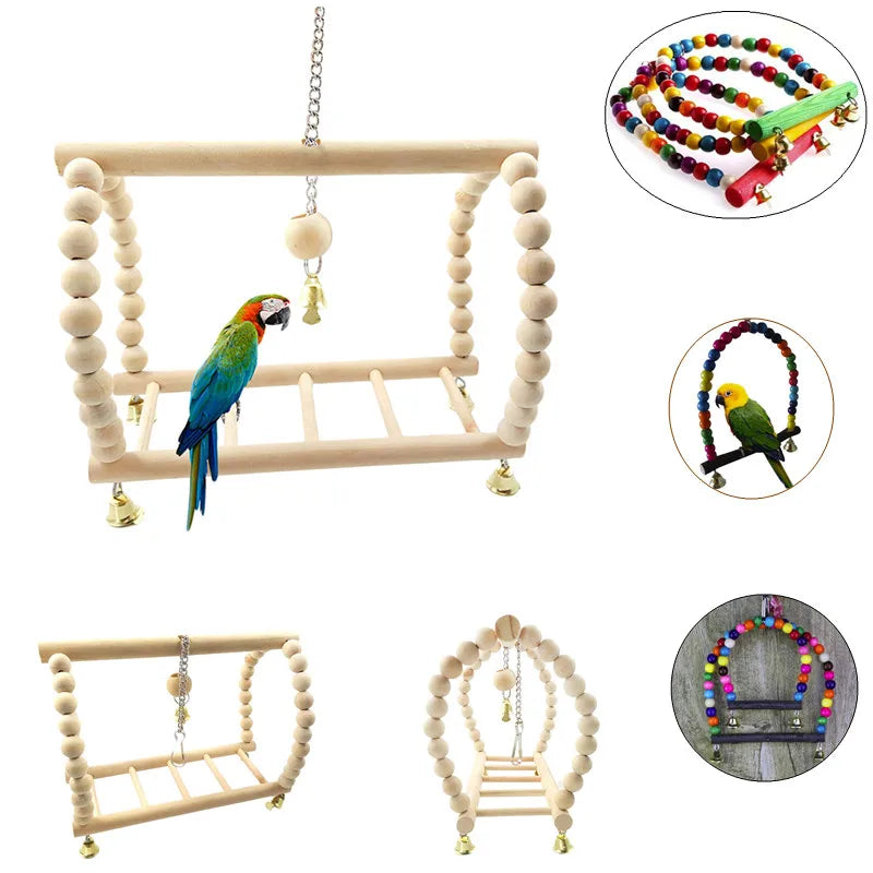 Beaded Bird Play Bridge with Swing