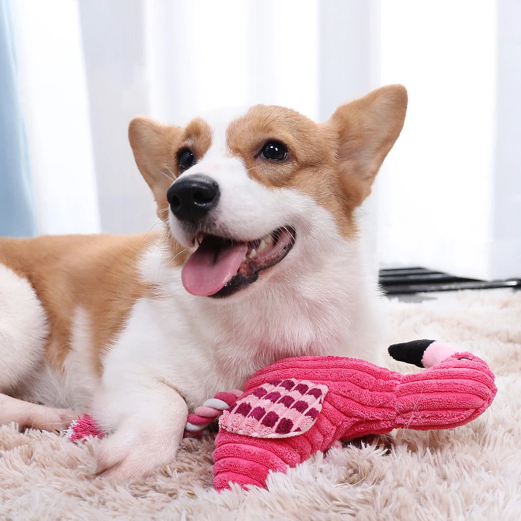 Flamingo Squeaky Puppy Toy