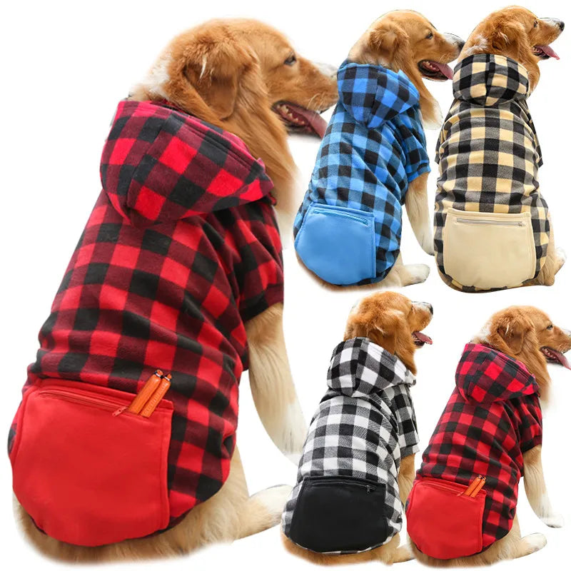 Plaid Canine Comfort Hoodie: Trendy and Toasty