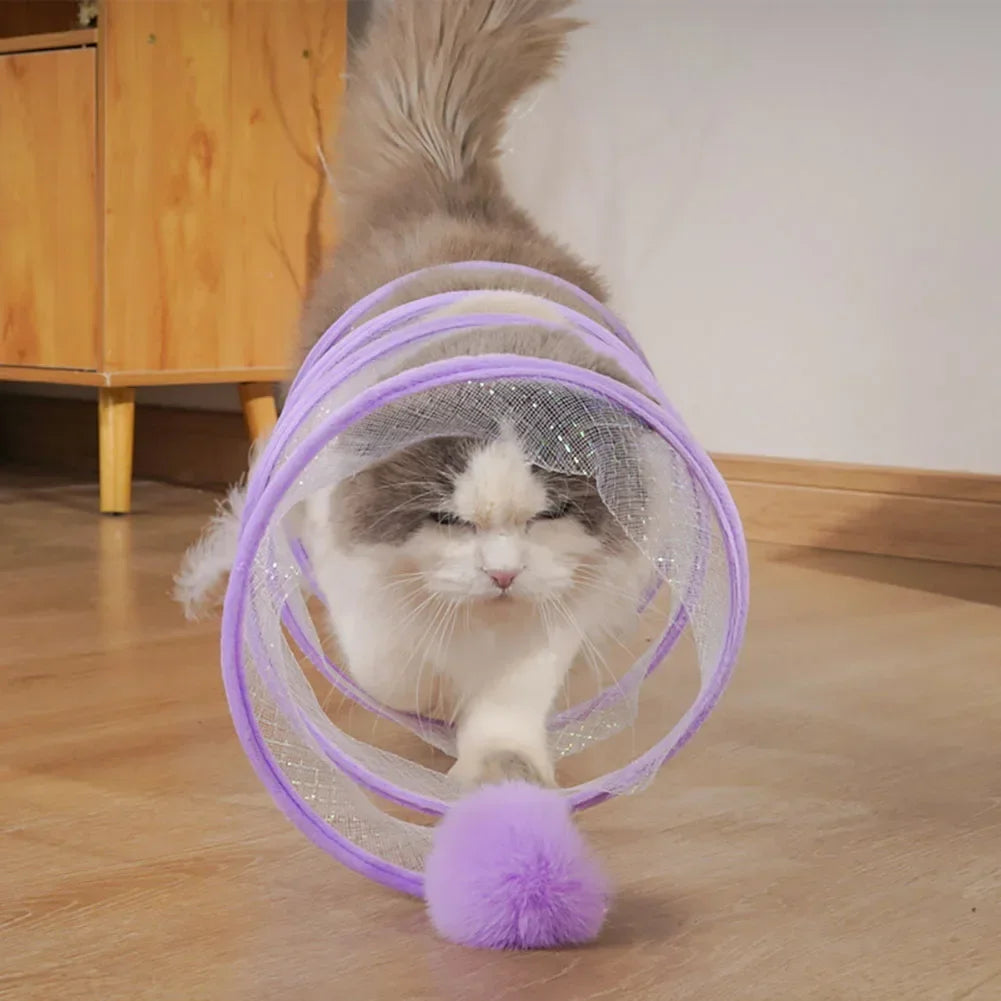 Glitter Coil Cat Toy - Adventure Tunnel for Curious Felines