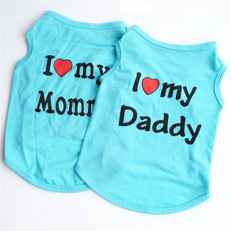 Casual Cat Vest Shirt - I Love Mommy & Daddy