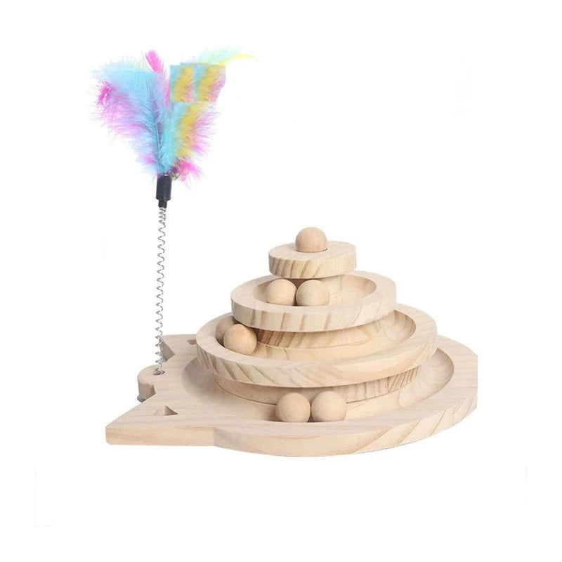 Wooden Cat Toy Tower