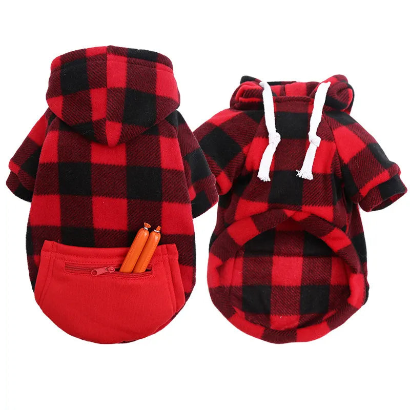 Plaid Canine Comfort Hoodie: Trendy and Toasty