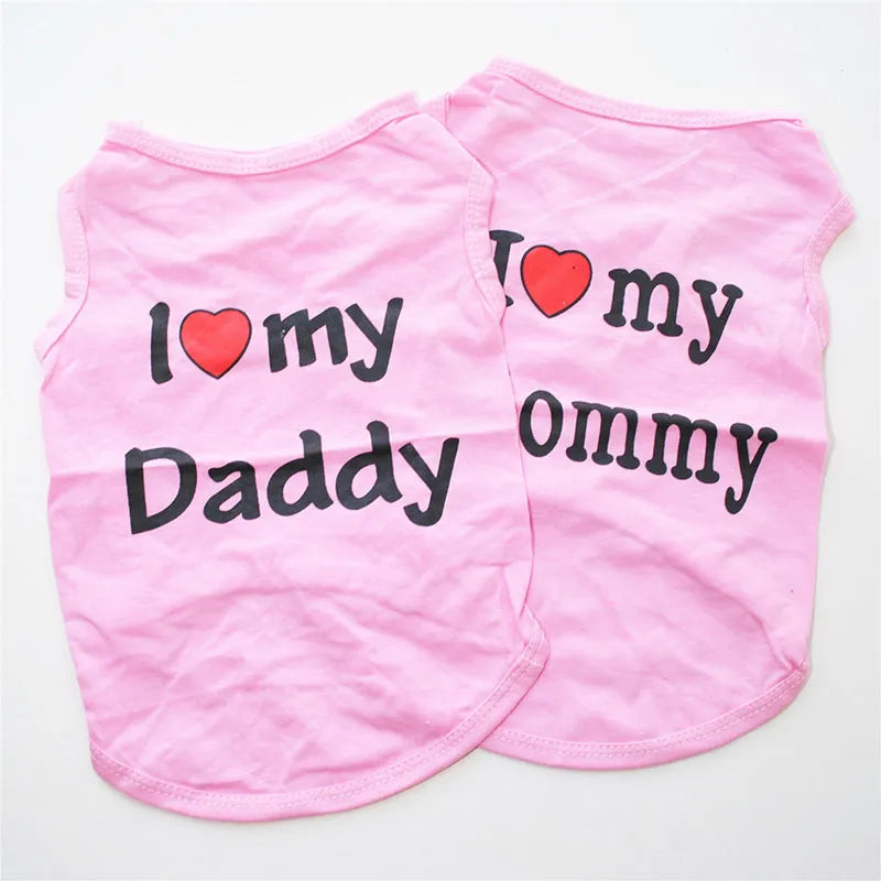 Casual Cat Vest Shirt - I Love Mommy & Daddy