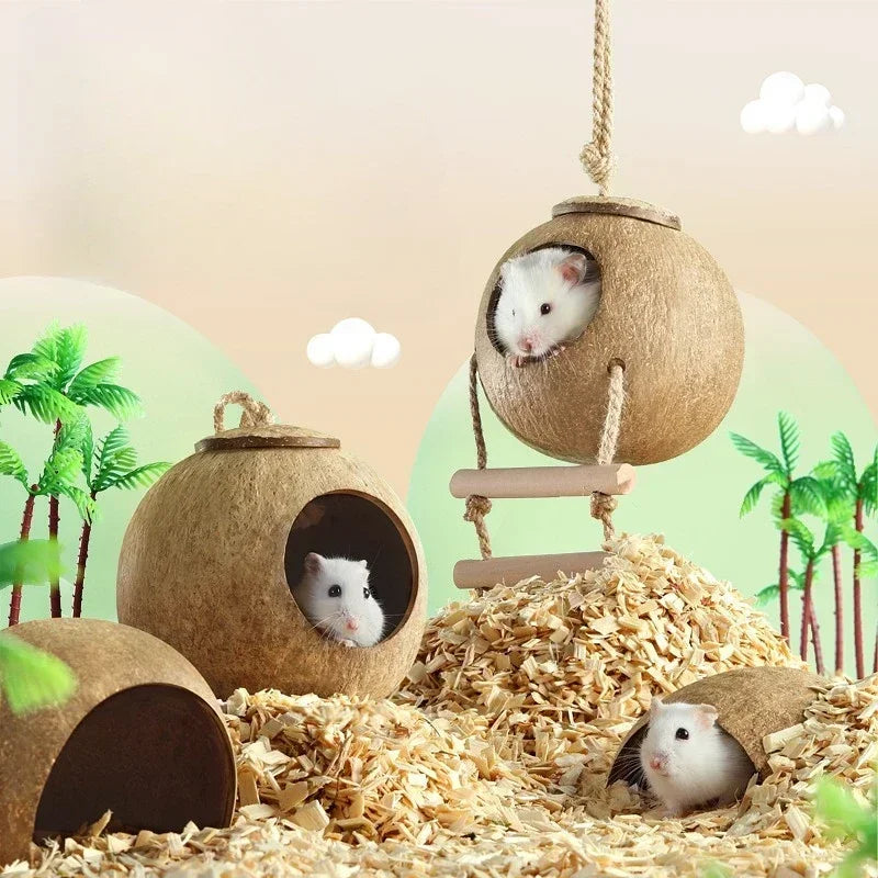 Hanging Coconut Hamster House