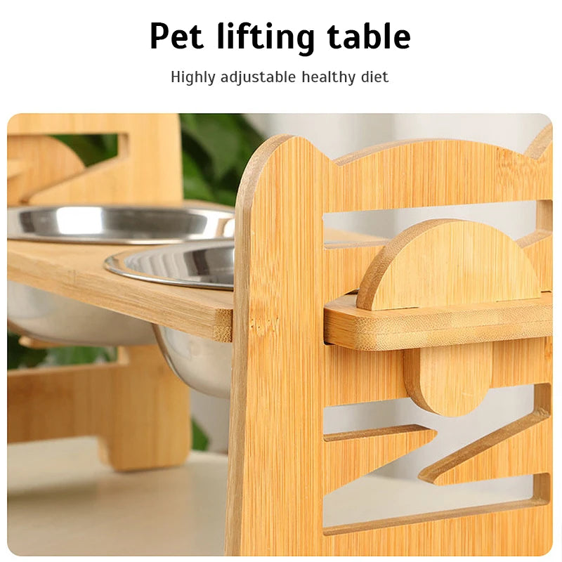 Adjustable Wooden Dog Bowl