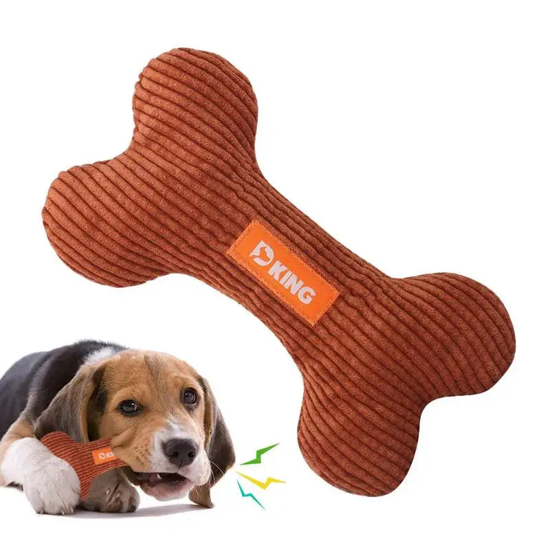 Plush Bone Dog Toy Squeaky Game